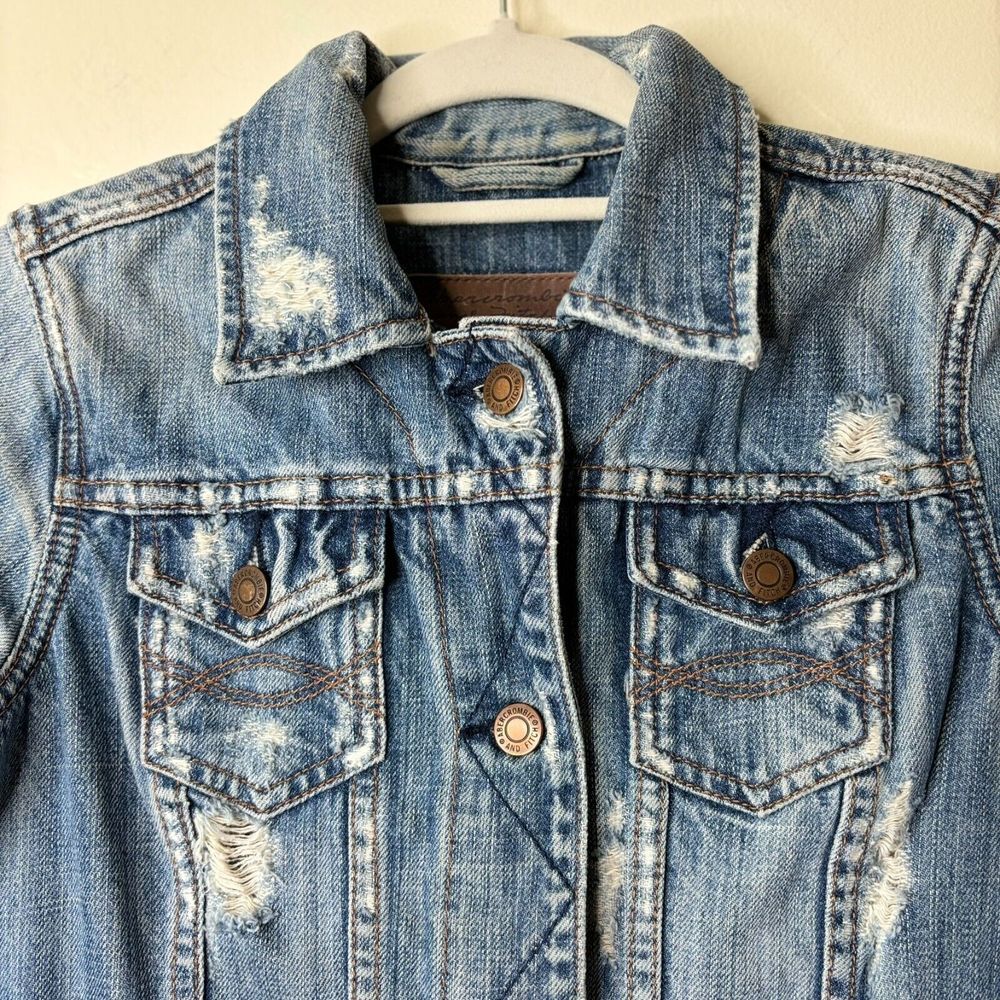 Abercrombie & Fitch Denim Jean Blue Trucker Jacket Women's Small VTG 90s Y2K - Picture 4 of 7
